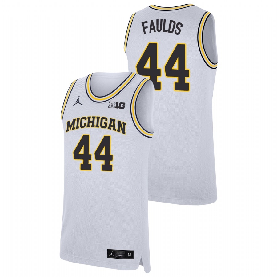 Michigan Wolverines Men's NCAA Jaron Faulds #44 White Replica College Basketball Jersey VUO0649FI